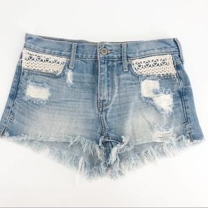 Hollister Crochet Pocket Frayed Distressed Shorts